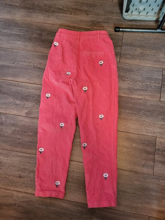 Lazy Oaf Denim - Lazy Oaf corduroy cat embroidered trousers